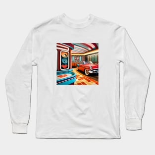 Retro Car inside Diner - retro 90s pop art Long Sleeve T-Shirt